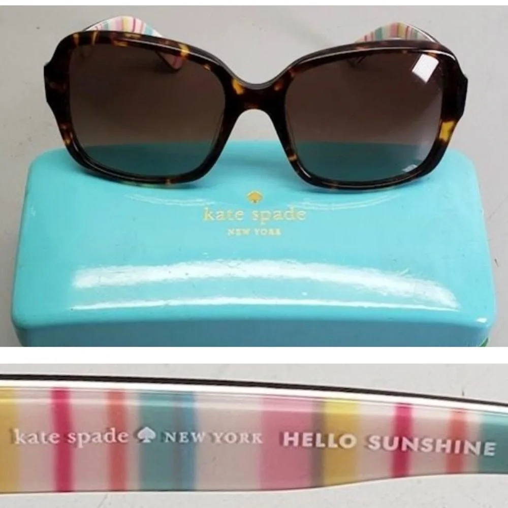 Kate Spade Sunglasses w/ Case Striped/ Dark Brown Tortoise Shell Frame